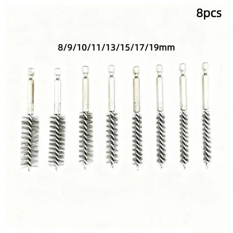 Stainless Steel Bore Brush Set 6–14 Pcs | 1/4" Hex Pipe Cleaner