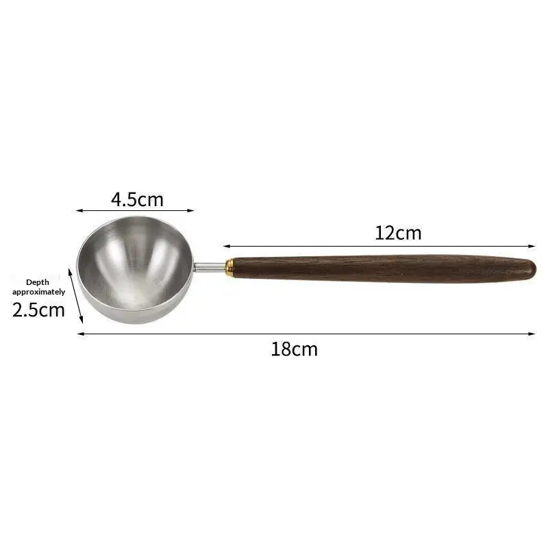 Walnut Wood Stainless Steel Coffee Scoop – Long Handle Spoon