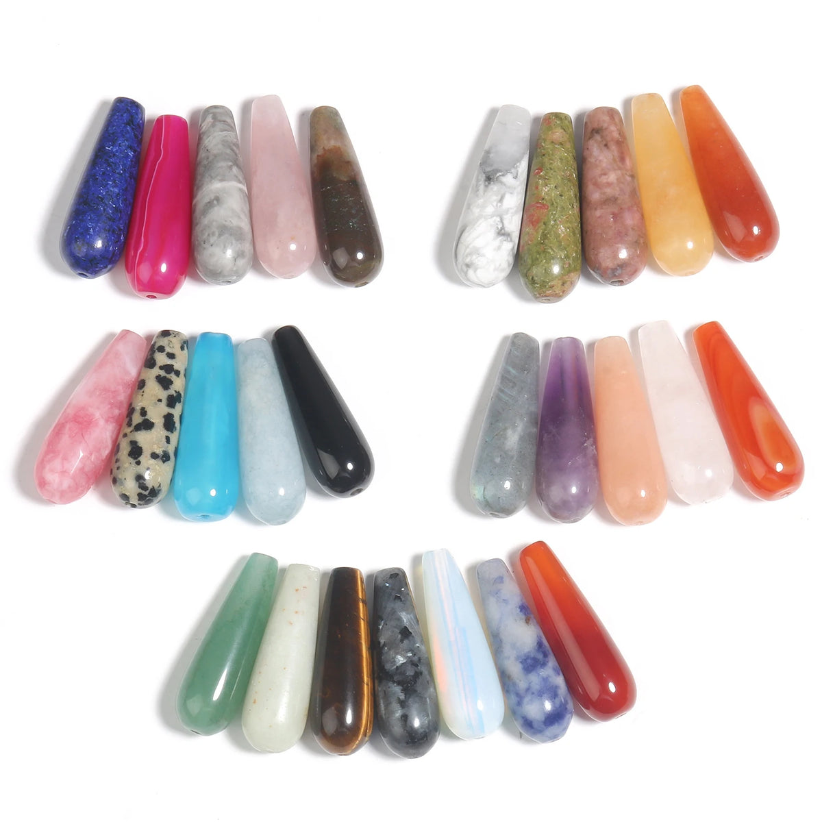 Water Drop Spacer Beads 10x30mm – Chalcedony Howlite DIY Jewelry