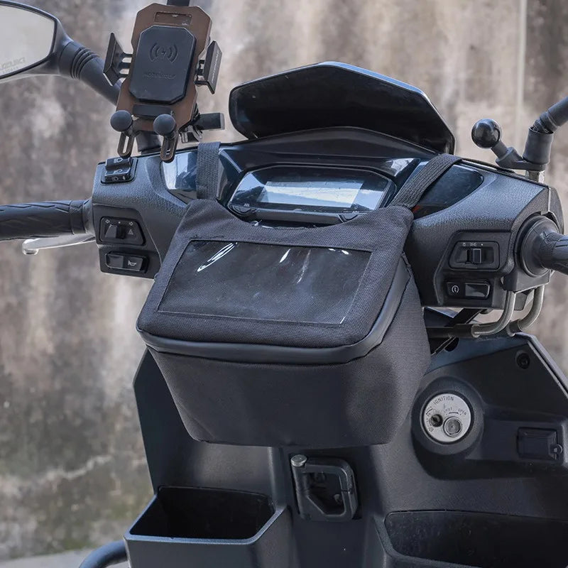 Waterproof Motorcycle Handlebar Bag with Touch Screen Window