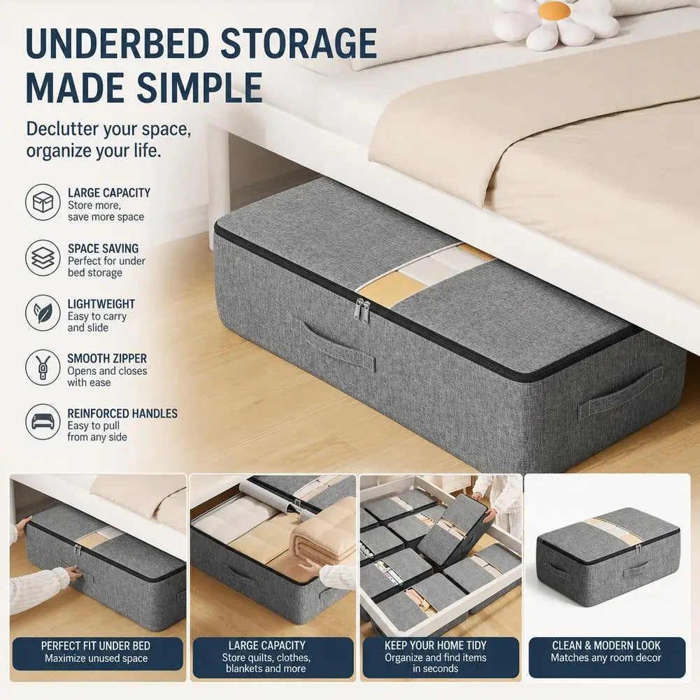 Under Bed Storage Bag – Transparent Window & Handle | 4 Sizes