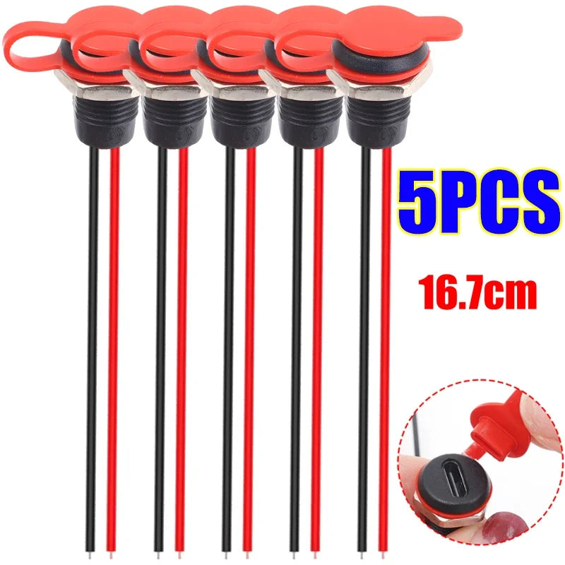 Waterproof Type-C Female Socket USB Connector 2-Pin Chassis Jack