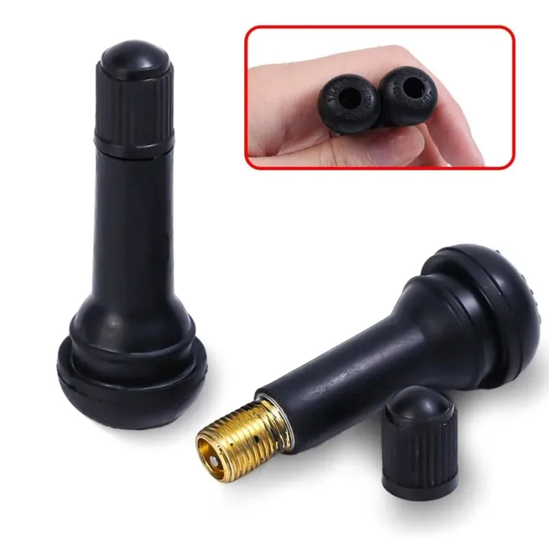 TR414 Snap-In Tubeless Tire Valve Stems & Dust Caps 4/12 Pack