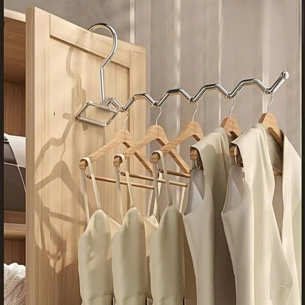 Stainless Steel Folding Clothes Hanger – Multi-Hook Indoor Rack