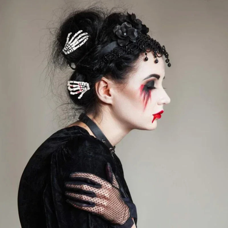Halloween Skeleton Claw Hair Clip – Skull Punk Rock Hairpin
