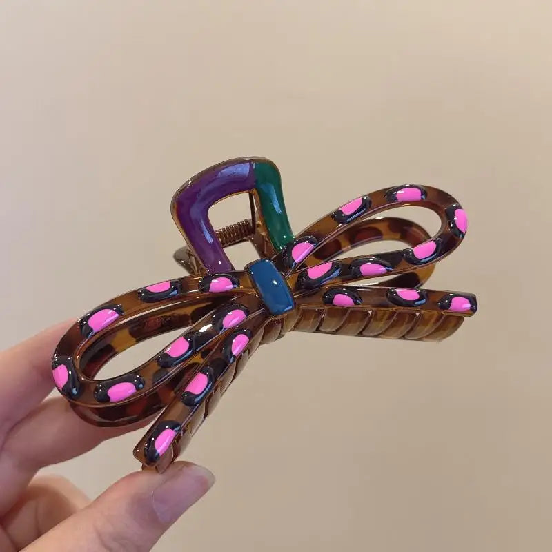 Vintage Bow Shark Claw Clip – Strong Hold for Thick Hair