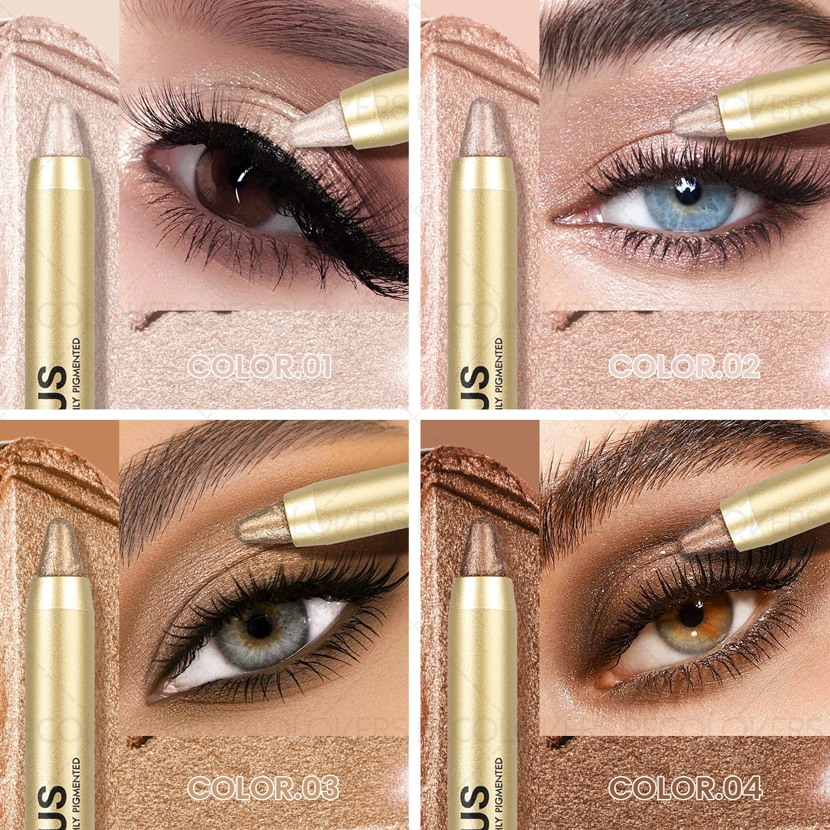 PECOLOVERS Waterproof Eyeshadow Stick – Glitter & Matte Dual-End