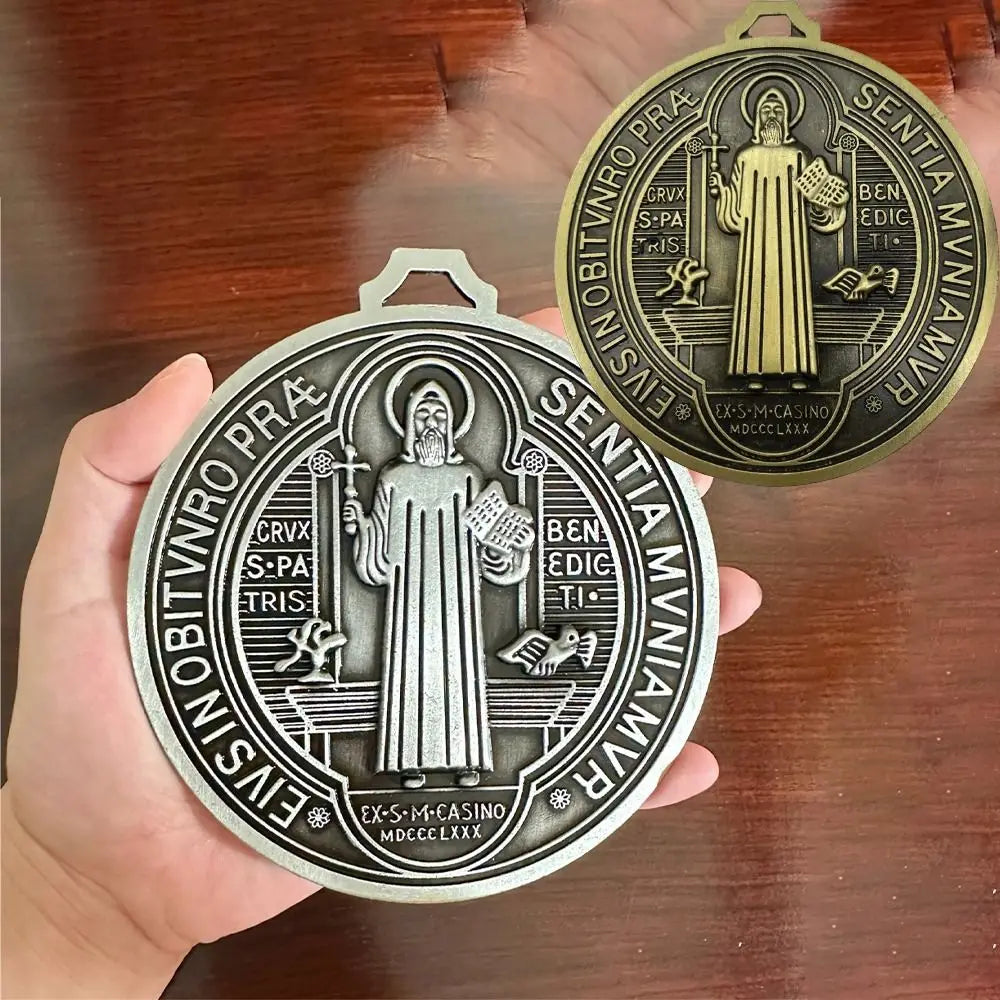 Extra Large Saint Benedict Medal 5-Inch Zinc Alloy Pendant