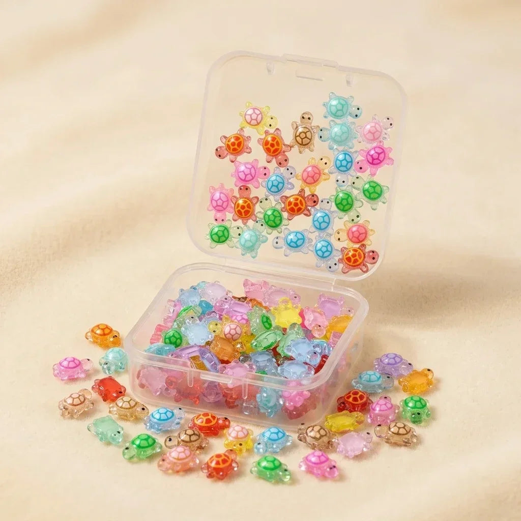100pcs Glow-in-the-Dark Turtle Resin Nail Art Charms | DIY