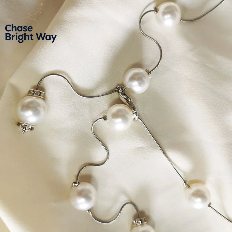 Pearl Chain Belt for Women – Adjustable Metal Waist Belt