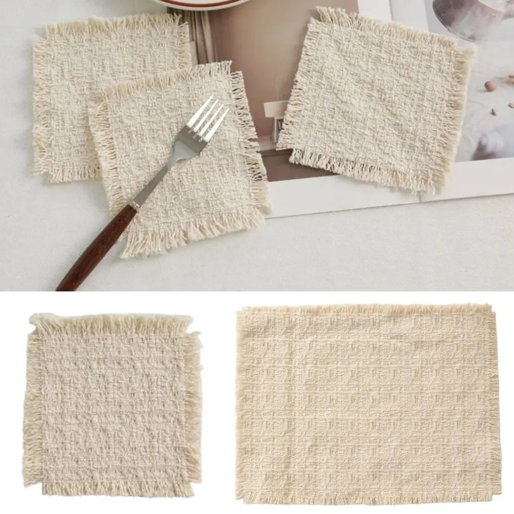 Beige Cotton Square Placemat – Table Mat & Photo Prop