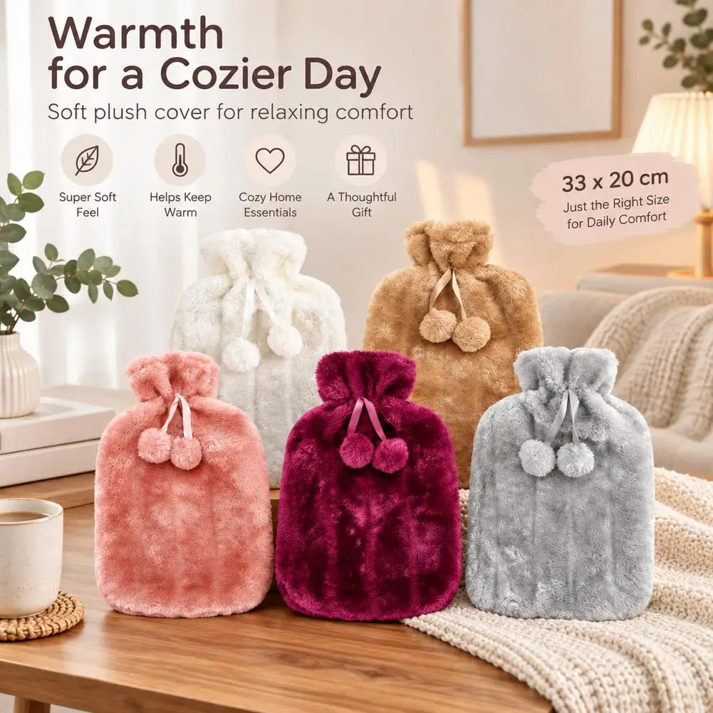 Plush Hot Water Bottle Cover – Washable 2L Bag Sleeve