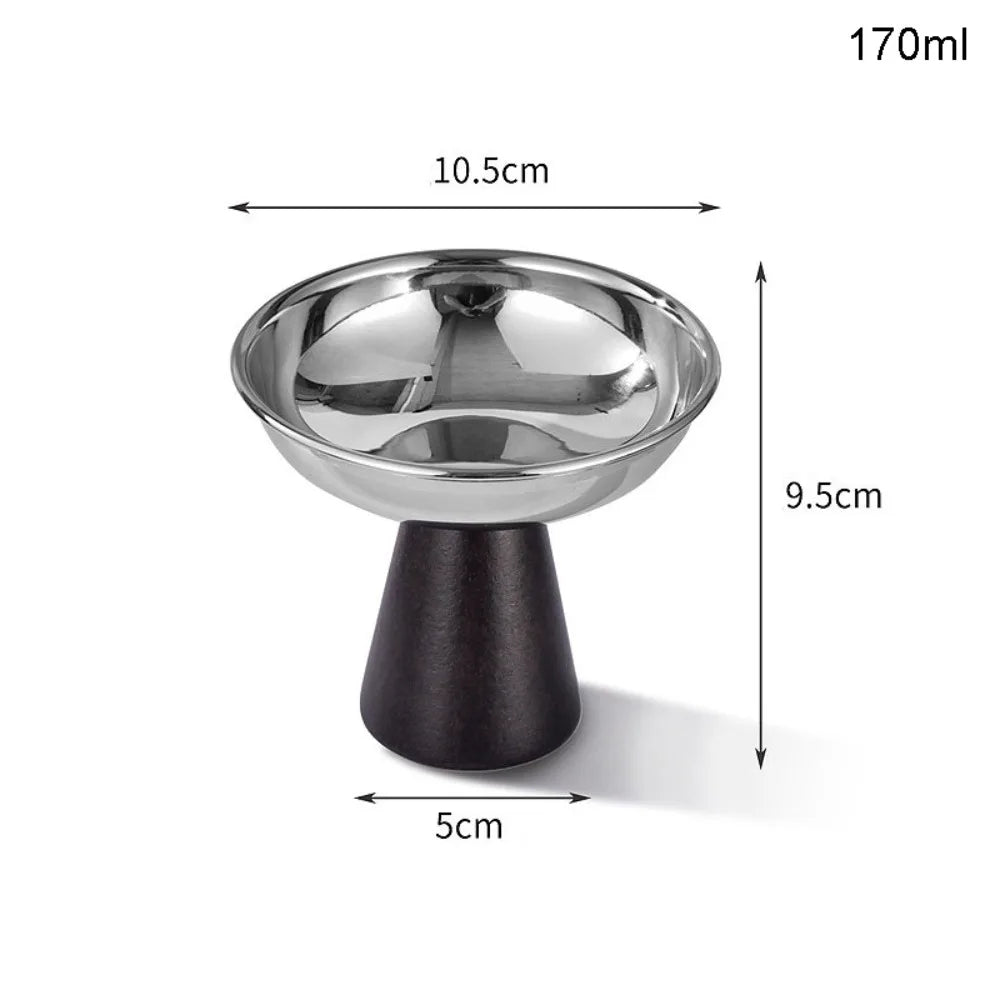 Stainless Steel Ice Cream Cup with Wooden Base | Dessert Bowl