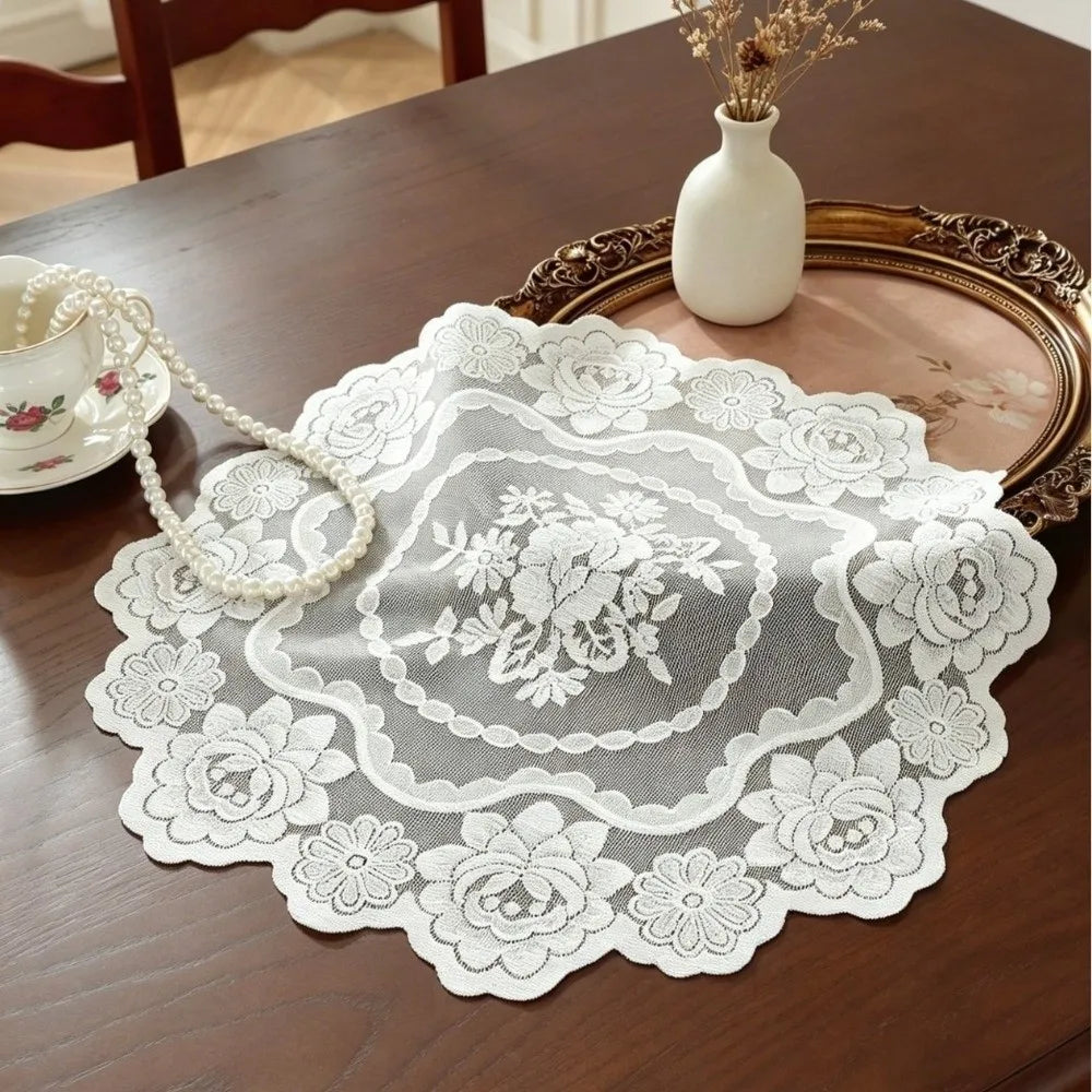 Vintage Lace Doily Placemat – Round Floral Table Mat 40cm