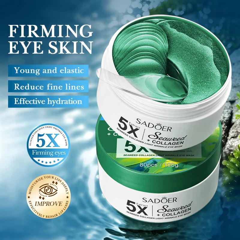 SADOER Seaweed Collagen Eye Masks 80 Pcs – Hydrating Gel Patches