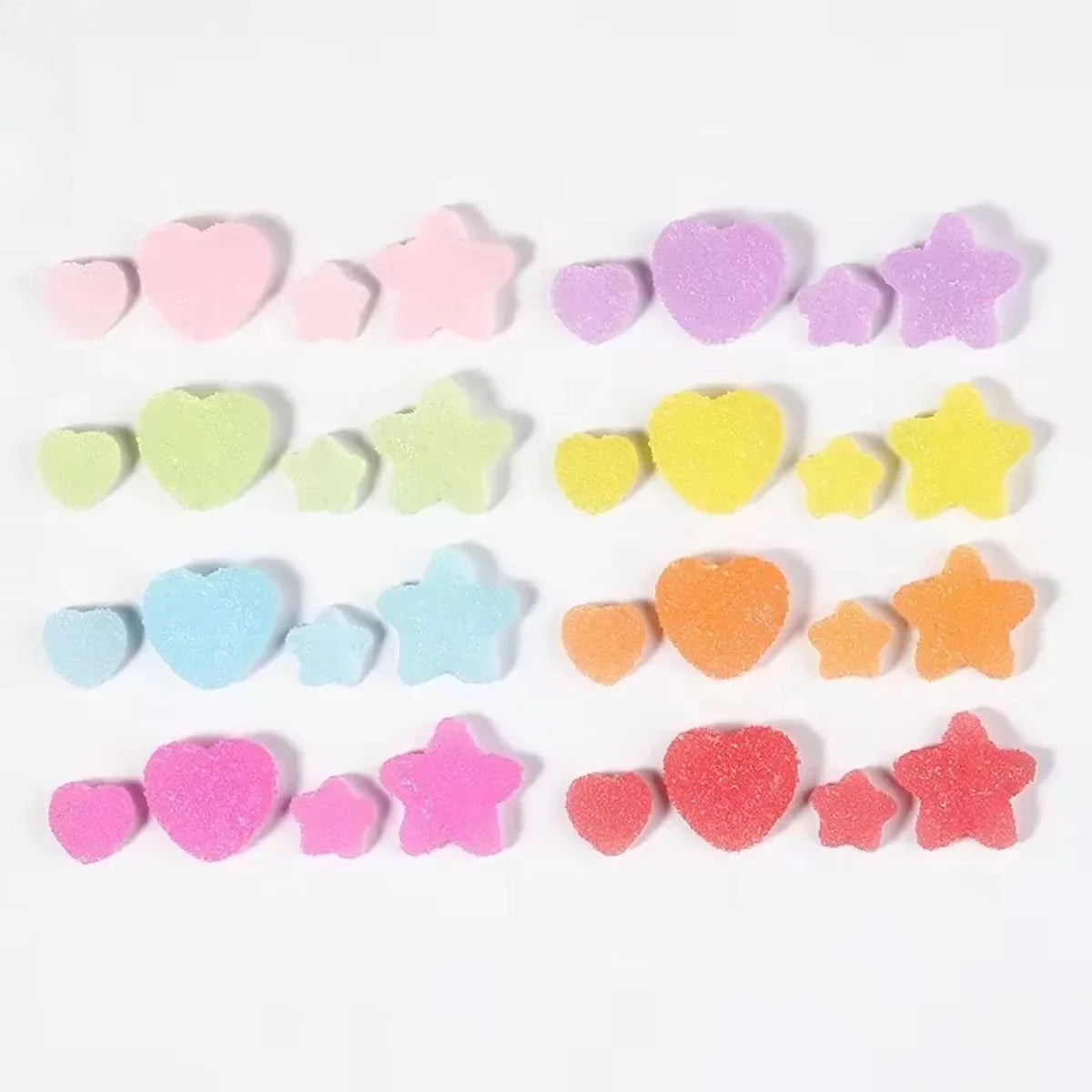 50-Piece Gradient Star & Heart Nail Charms – Resin Cabochon Set