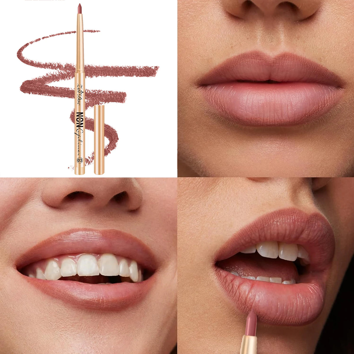 ZaiDoc 3-Color Lip Liner Set – Waterproof Smudge-Proof Pencil