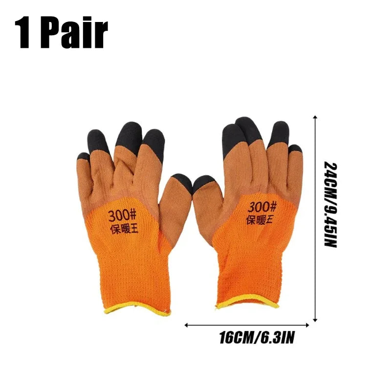 Winter Thermal Work Gloves – Fleece-Lined Nylon Latex Safety Grip