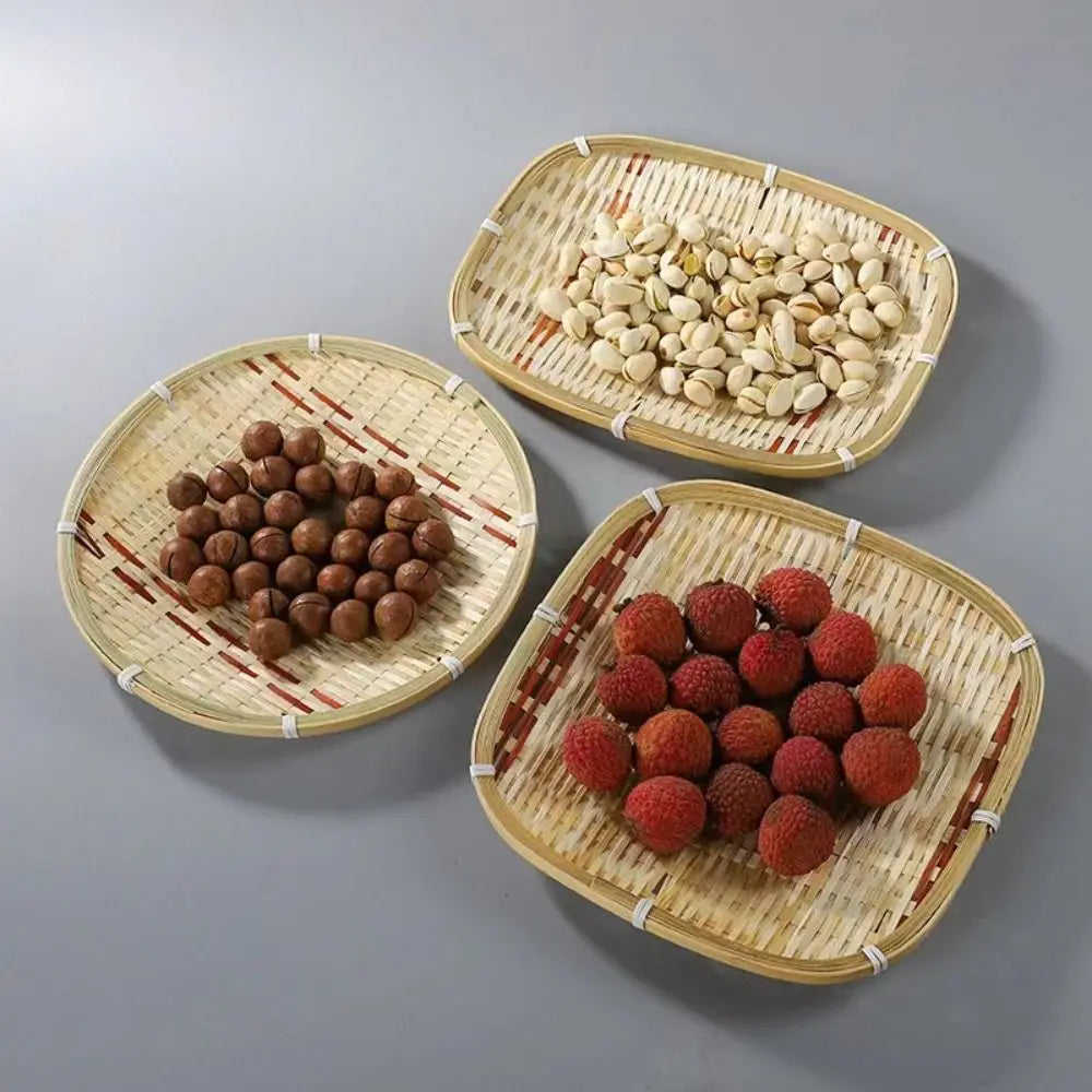 Handwoven Bamboo Basket – Bread, Fruit & Snack Serving Tray