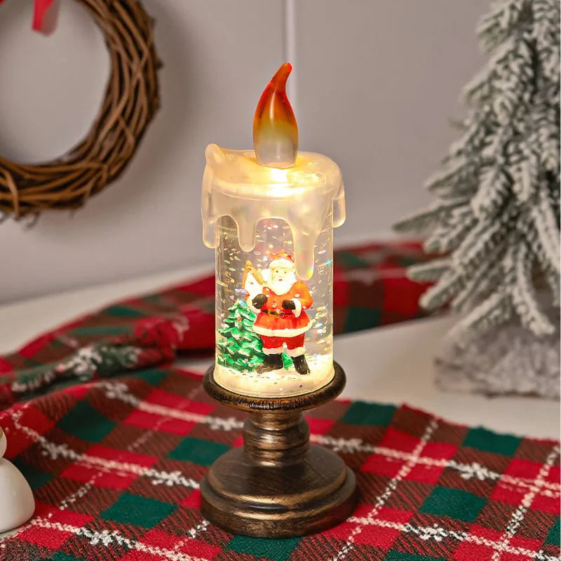 Water-Filled Snow Globe Candle Lamp – Christmas Night Light