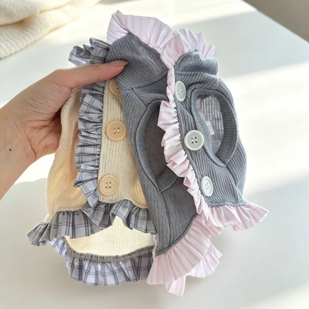 Hooded Sleeveless Pet Dress – Ruffle Trim Cat & Dog Outfit