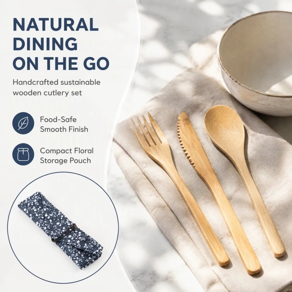 Eco-Friendly Wooden Flatware Set | Japanese Style Knife Fork Spoon