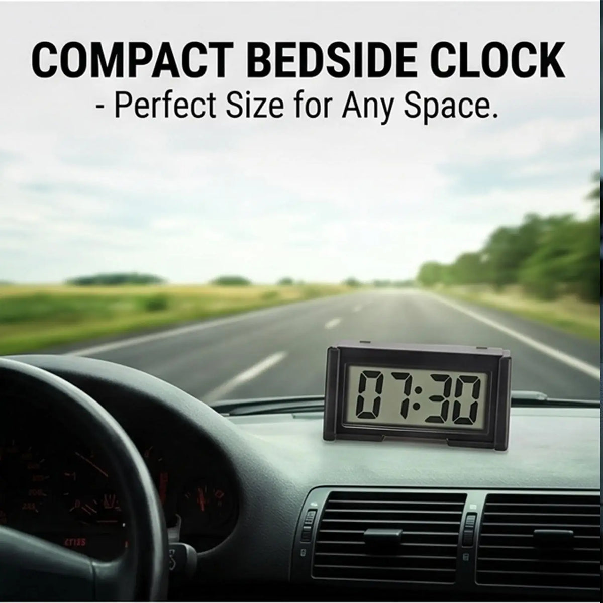 Mini Digital Car Dashboard Clock – Self-Adhesive LCD Display