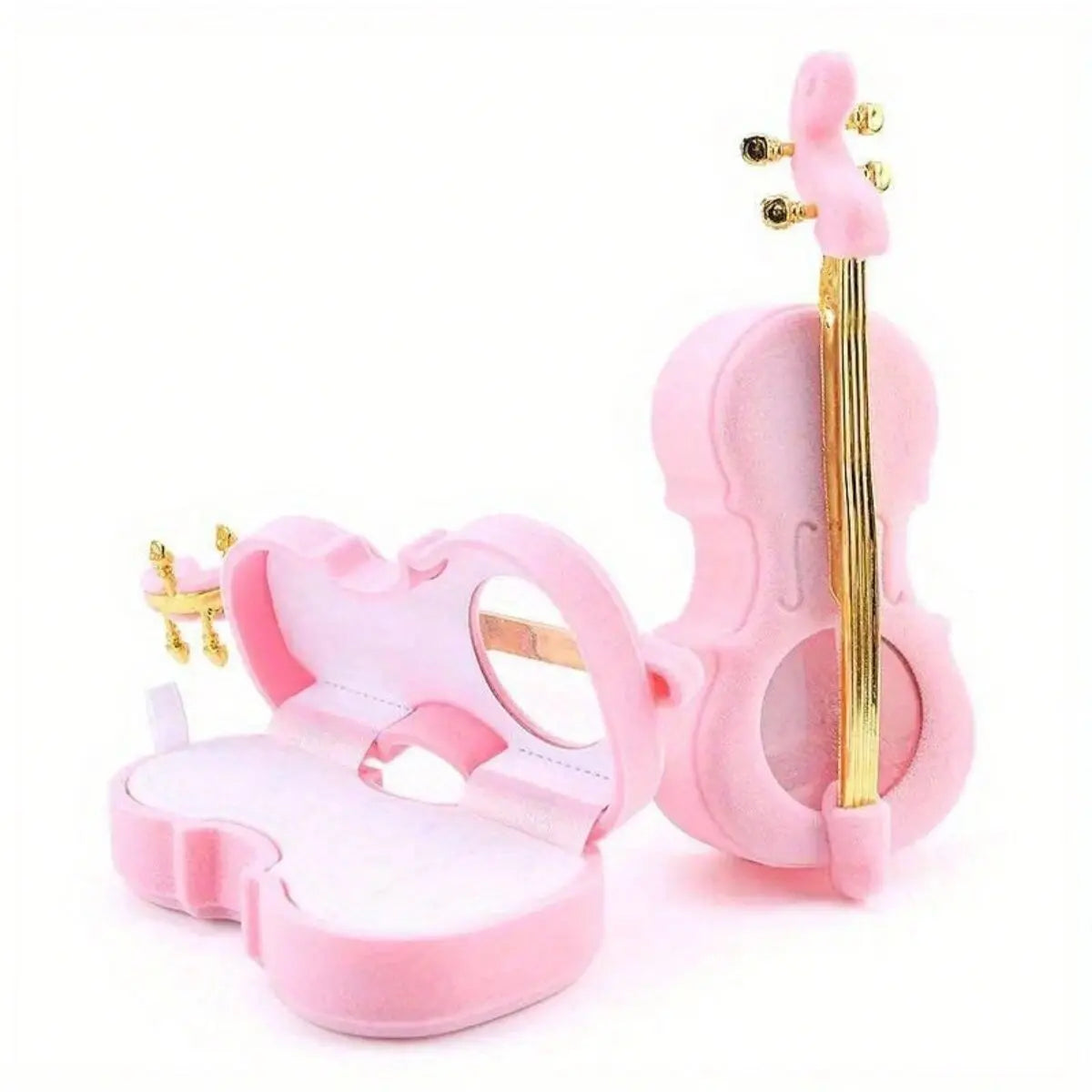 Violin Design Jewelry Box – Velvet Ring & Necklace Organizer