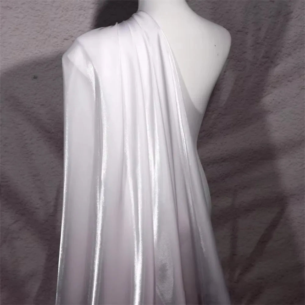 Reflective Liquid Satin Fabric – Metallic Water Gloss Texture