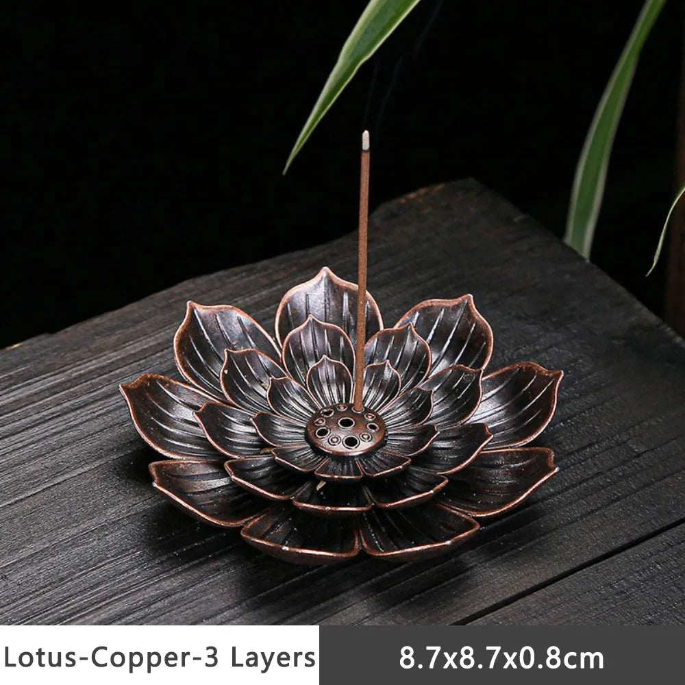 Lotus Incense Holder – Alloy Multi-Hole Incense Stick Base