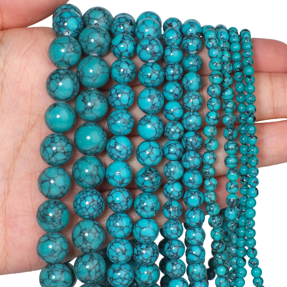 Turquoise Blue Howlite Round Beads 3–10mm | DIY Jewelry Making