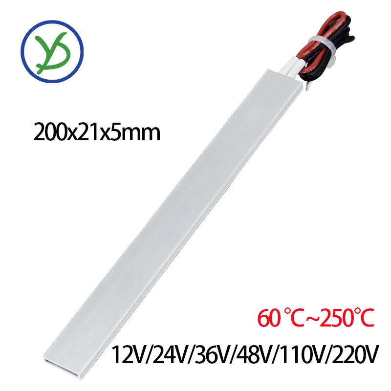 PTC Ceramic Heating Sheet 200×21×5mm | 12V–220V Thermostatic