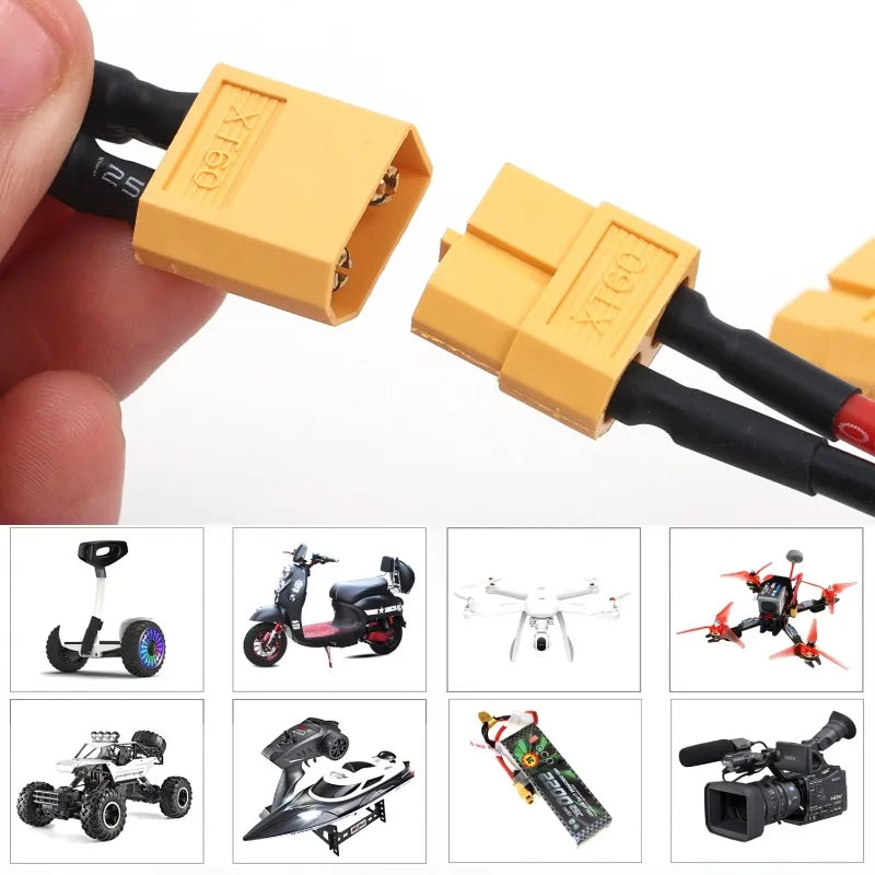XT60 Parallel Battery Connector Y Splitter 14AWG Silicone Wire