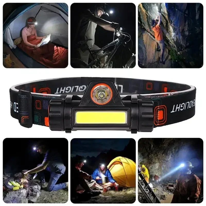 Rechargeable LED Headlamp XPE COB Dual Light & Magnet Base