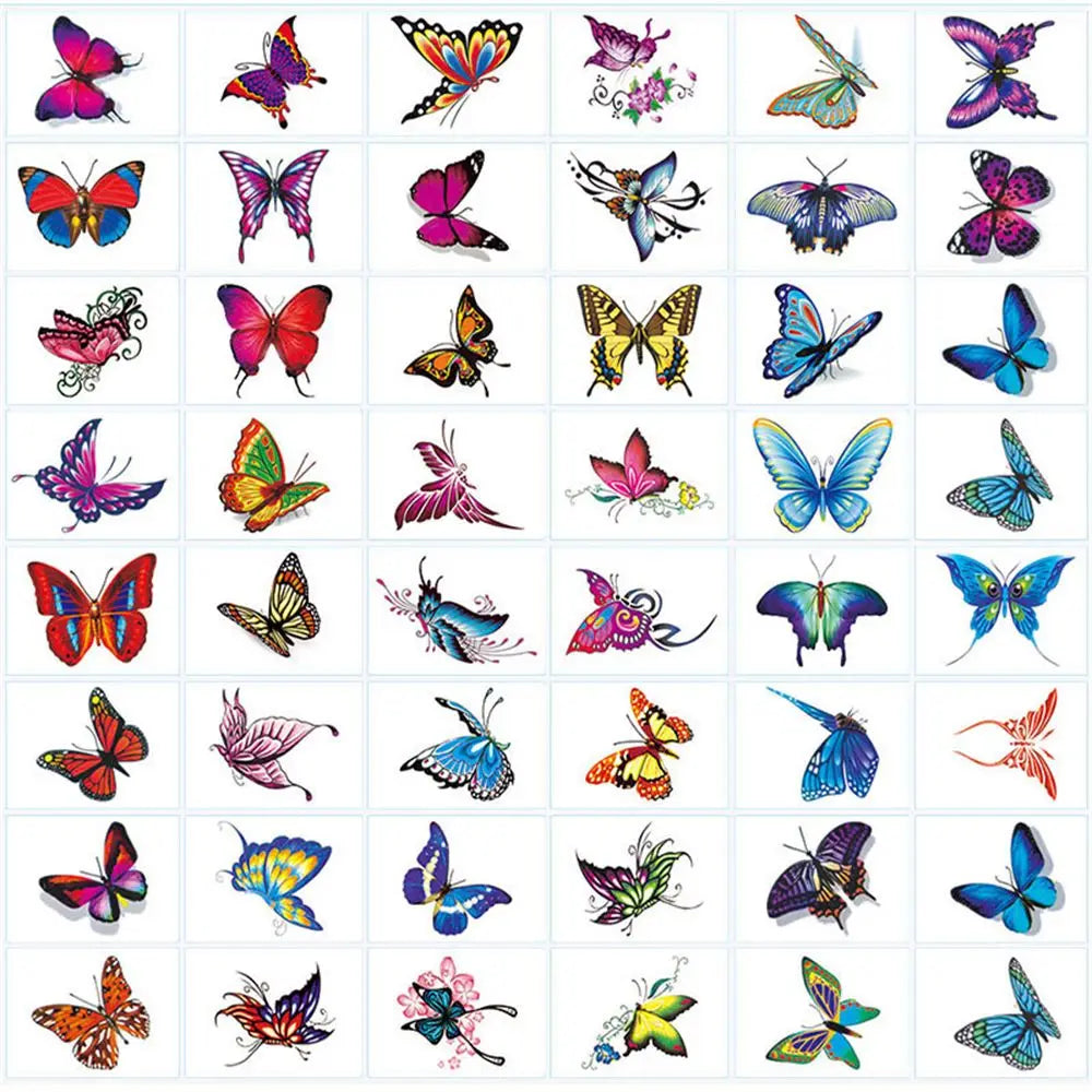 Flower & Butterfly Temporary Tattoo Stickers – Waterproof