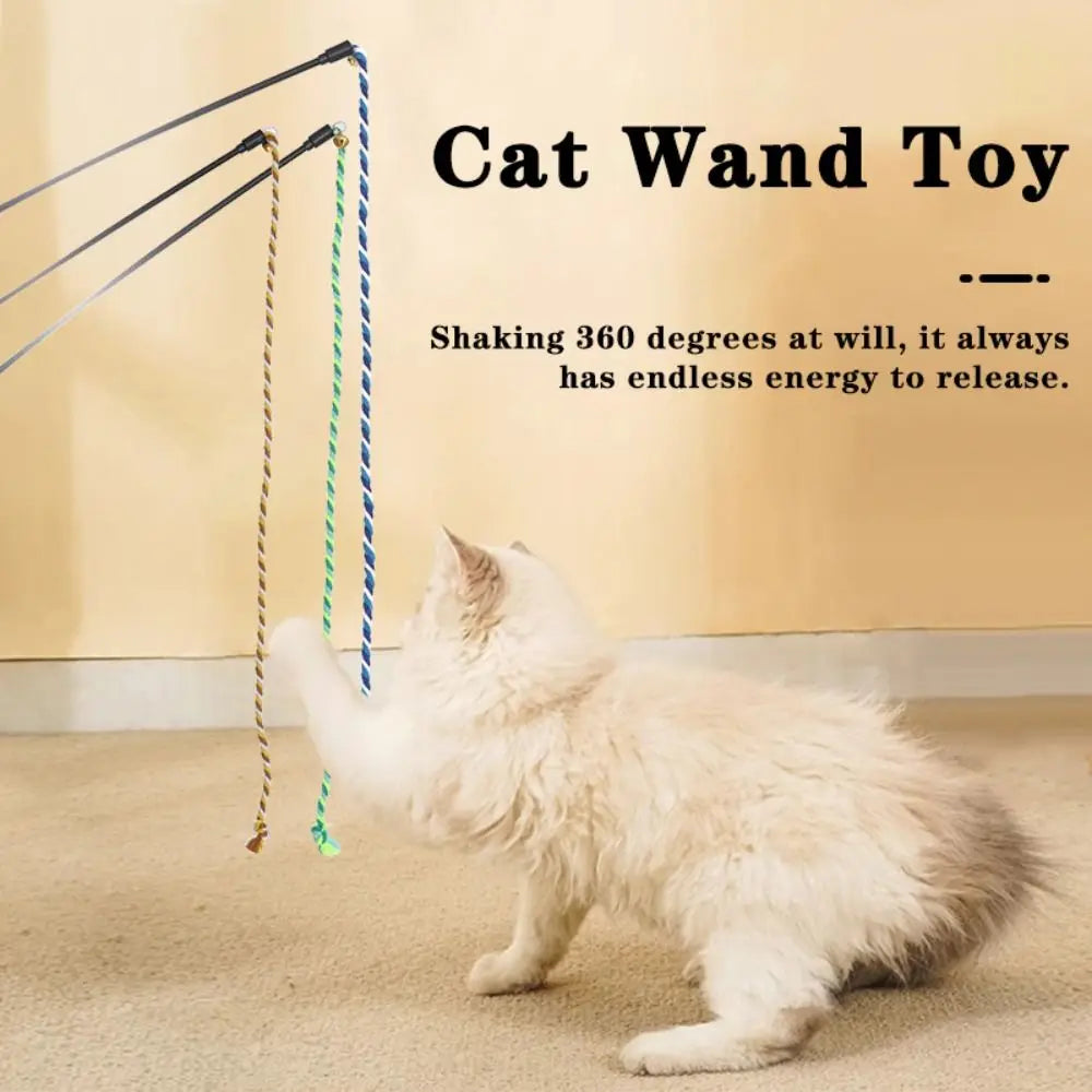 Interactive Bell Cat Wand Toy – Bite-Resistant Cotton Rope