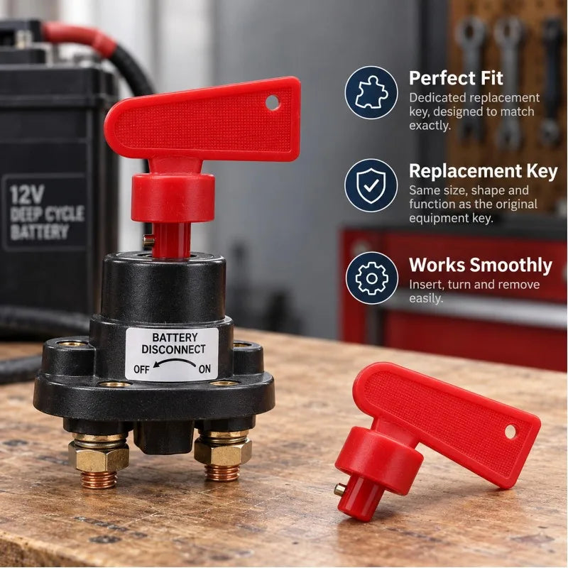 Red Replacement Key for Car Battery Disconnect Cut-Off Switch