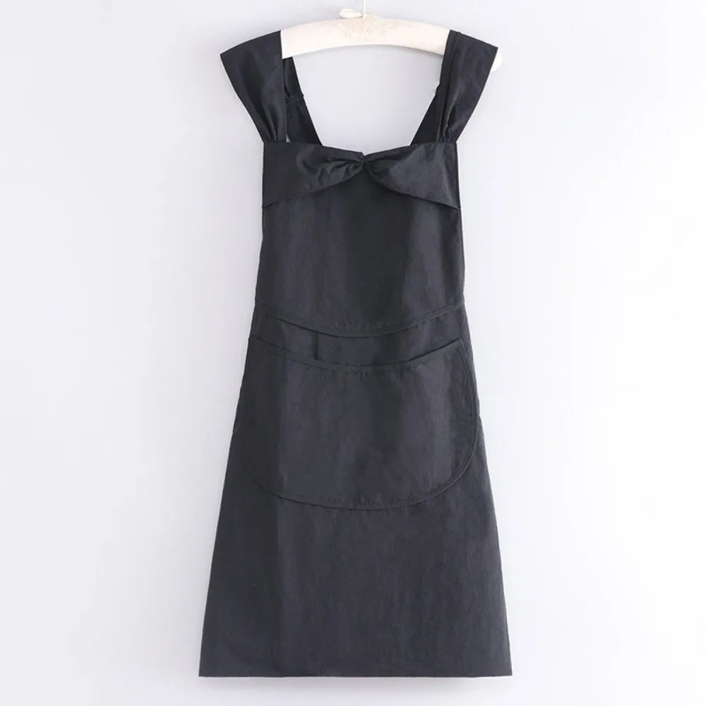 Women's Bow Strap Water-Resistant Kitchen Apron | Large Pockets