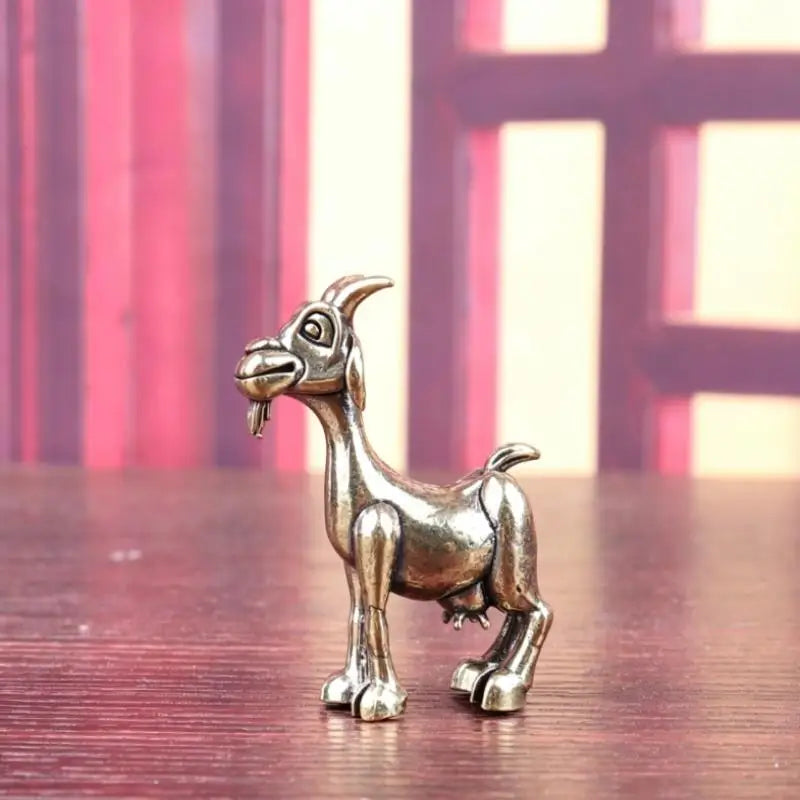 Vintage Solid Brass Goat Statue – Retro Feng Shui Figurine