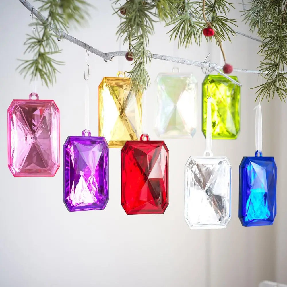 Multicolor Christmas Gemstone Drop Pendant | Plastic Xmas Ornament