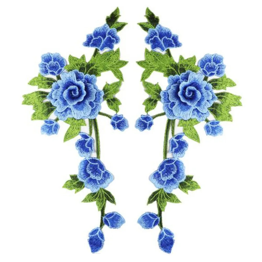3D Floral Embroidery Applique Patch Pair – DIY Wedding Decor