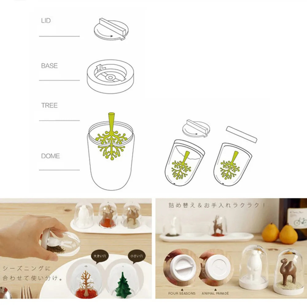 4-Piece Animal Design Seasoning Shaker Set | Cute Spice Jars