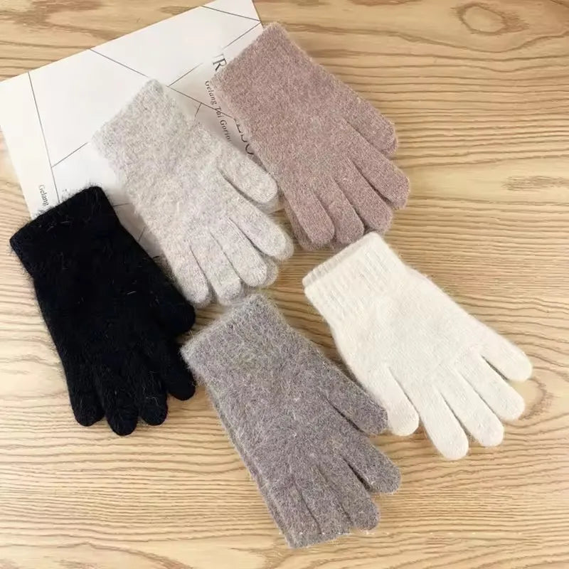 Women's Winter Knit Cashmere Gloves – Full Finger Warm Outdoor