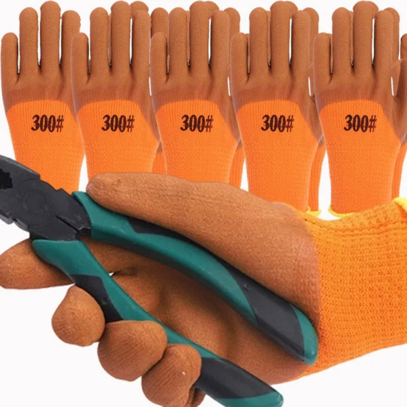 Winter Thermal Work Gloves – Fleece-Lined Nylon Latex Safety Grip