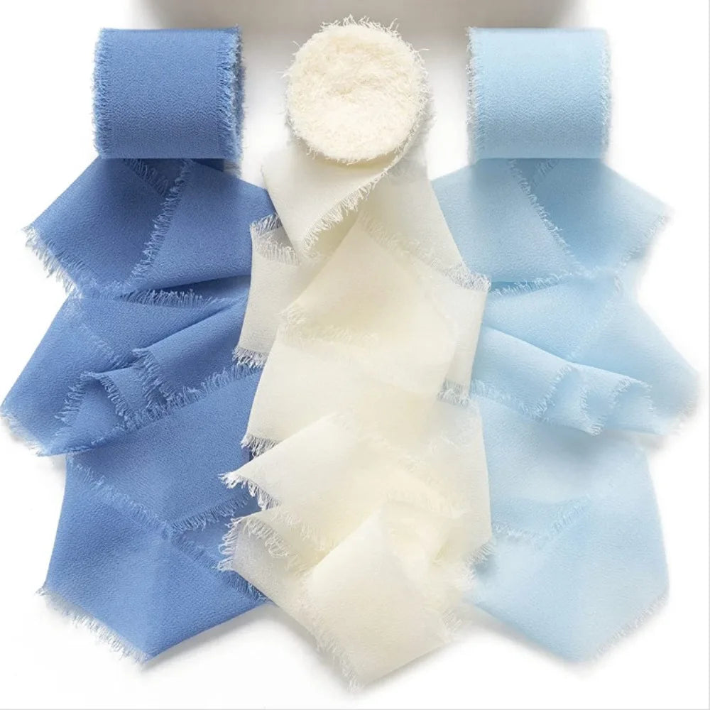 3-Roll Fringe Chiffon Ribbon – 5m DIY Wedding & Craft Décor