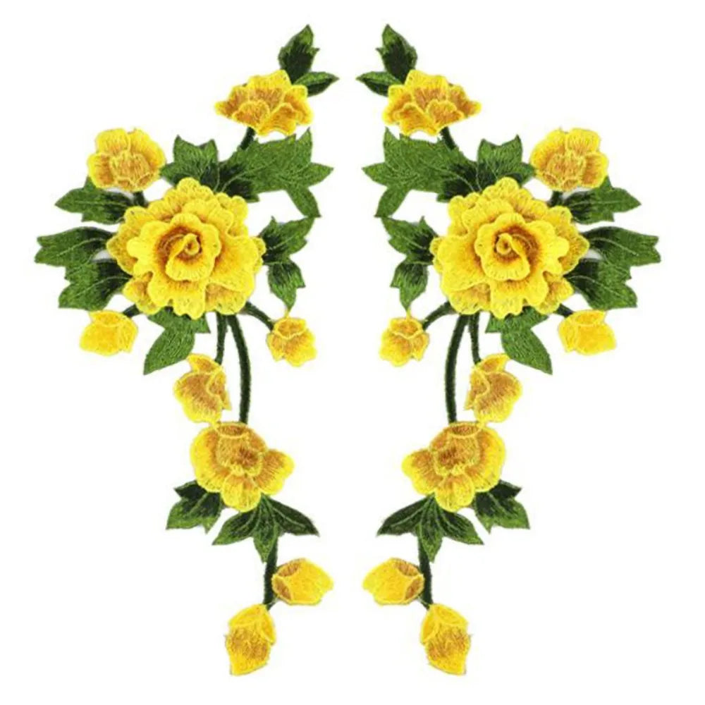 3D Floral Embroidery Applique Patch Pair – DIY Wedding Decor