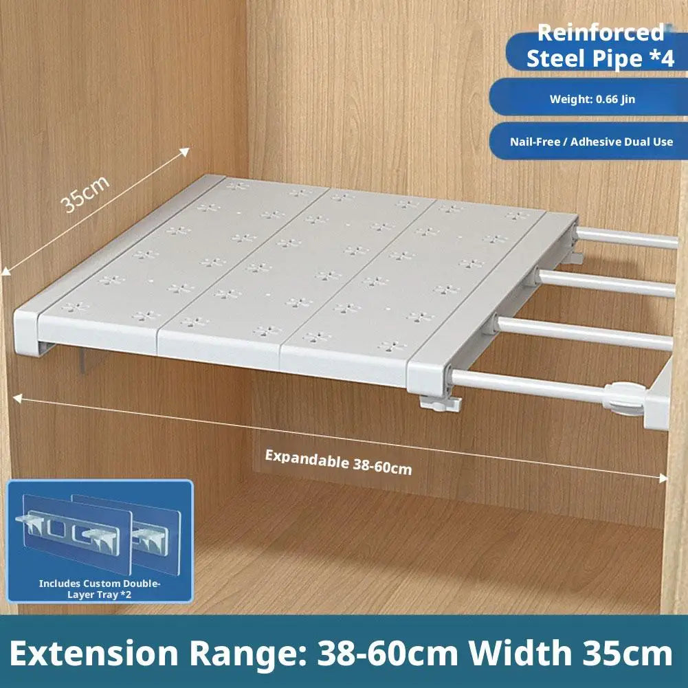 Expandable Closet Shelf Organizer – Punch-Free Retractable Divider
