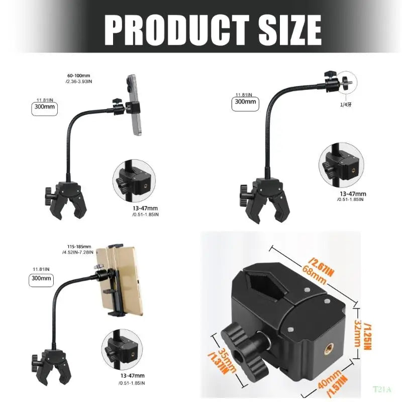Mic Stand Phone & Tablet Tripod Mount – Flexible Gooseneck