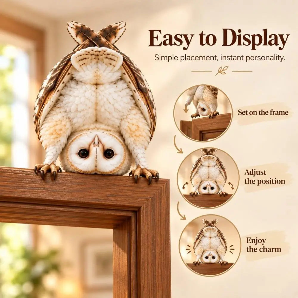 Wooden Owl Door Topper – 2D Flat Woodland Porch Corner Decor