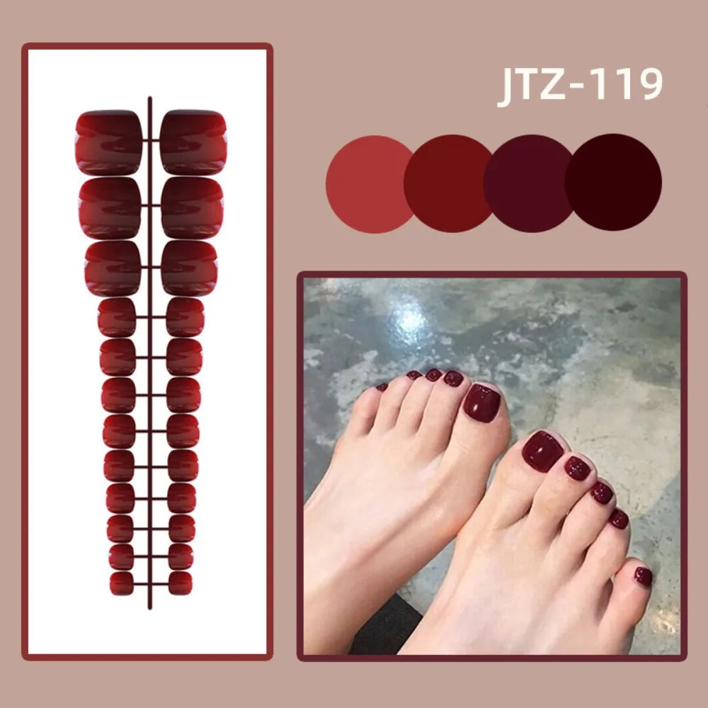24-Pack Press-On Fake Toenails – Full Cover Acrylic Tips